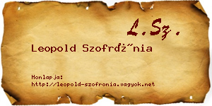 Leopold Szofrónia névjegykártya